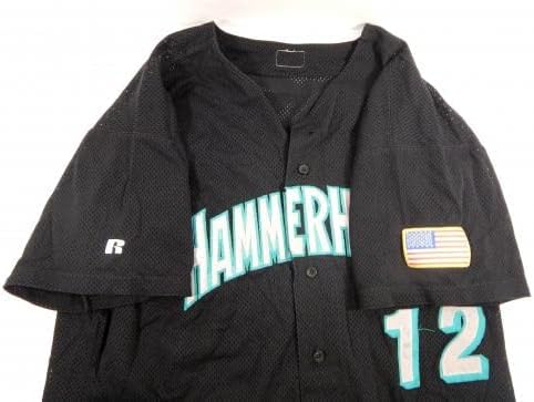 Jupiter Hammerheads 12 Igra se koristi crni Jersey USA zastava zastava 46 dp32321 - igra korištena MLB dresova