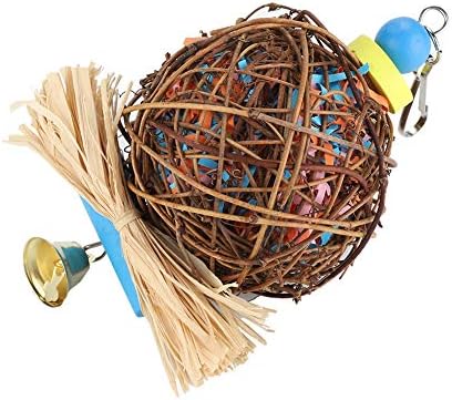Igračka za žvakanje ptica Zerodis, prirodna igračka za rattan višebojnu kaveznu kavez sepak takraw igračka za male papige i ptice