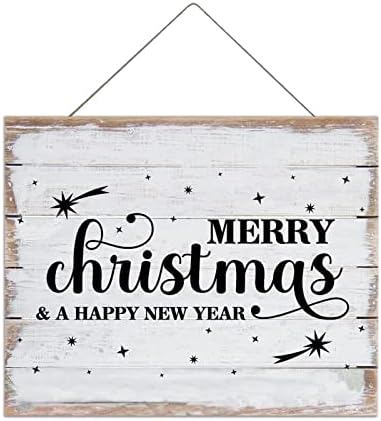 Sretan Božić i sretna novogodišnji drveni znak za rođenje Isusova Wood plak citati zidni viseći natpis plakete 16x20in poslovice Viseće