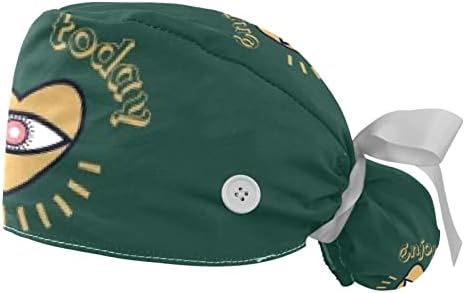 Hohodiy 2 komada Srčana radna kapa s gumbom i znoj podesivi Unisex tie leđa šeširi za medicinske sestre kirurške kape