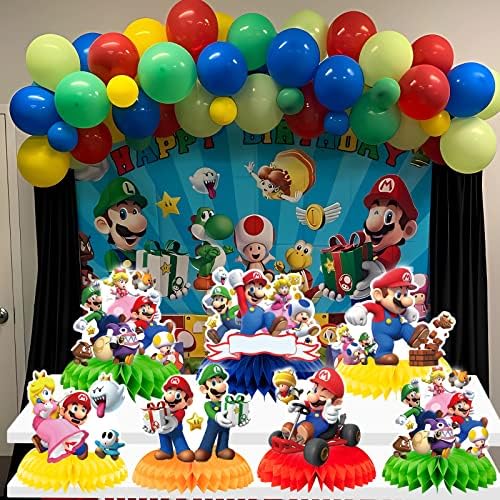 9 predmeta za ukrašavanje rođendana u stilu Mario video igara, središnji dijelovi saća, ukrasi za stol, pribor za dječji rođendan i