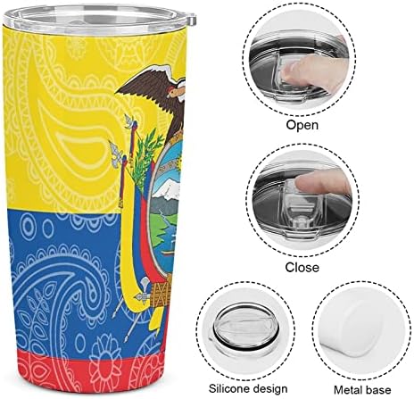 Ekvador paisley zastava Tumbler od nehrđajućeg čelika Izolirana boca za vodu šalica kava za vruća i hladna pića
