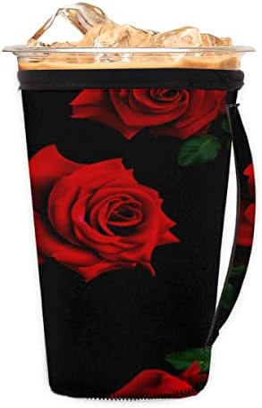 Ruže cvijet crna ledena rukava za višekratnu uporabu s ručicom Nepren šalica čahura za sodu, latte, čaj, pića, pivo