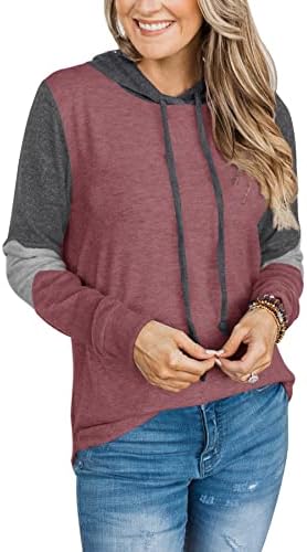 Laslulu kapuljače s dugim rukavima za žene pulover u boji blok vrhovi s kapuljačom s kapuljačom s džepom
