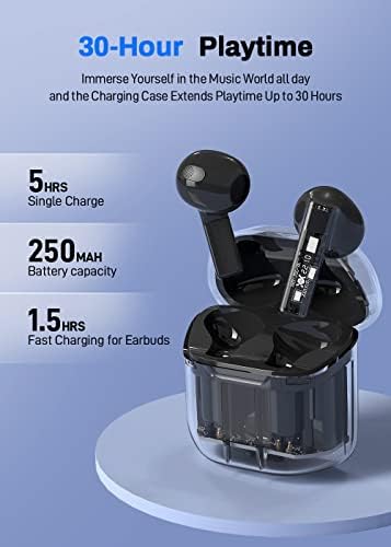 Pravi bežični uši, bežični uši, Bluetooth ušne ušice Bluetooth 5.3 slušalice 25H playtime LED zaslon za prikaz stereo zvuka dubokih