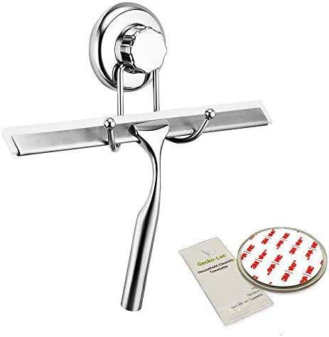 Gecko-Loc Stiska kupaonice s usisnom šalicom i kukom od nehrđajućeg čelika za tuš, staklo, ogledalo, vrata-srebro