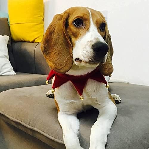 Aijiyi božićni pseći šal, crveni božićni plišani zvonasti ovratnik ， mekan i topli pleteni šal dodaci za pse za kućne ljubimce, pogodni