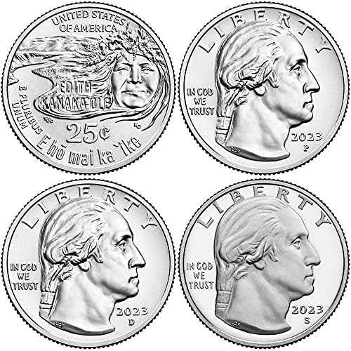 2023. P, D, S Bu američke žene četvrtine Edith Kanaoole Quarter Choice Necirculirani američki ment 3 Coin set