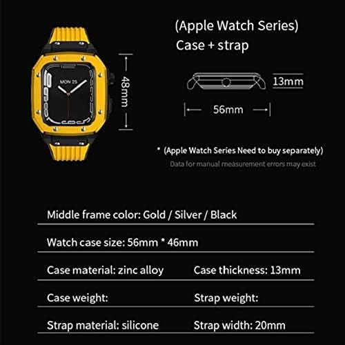 Slučaj Saawee Alloy Watch za Apple Watch Series 7 6 5 4 SE 45 mm 42 mm 44 mm luksuzni metal metal guma modifikacija od nehrđajućeg