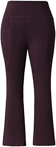 Honwenle ženska plus size bootcut joga hlače s džepovima visoki struka kontrola trbuha bootleg blesabele hlače široke noge