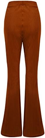 Uofoco platnene hlače široke noge za ženske baršunaste elastične elastične flare nogu palazzo duge hlače hlače
