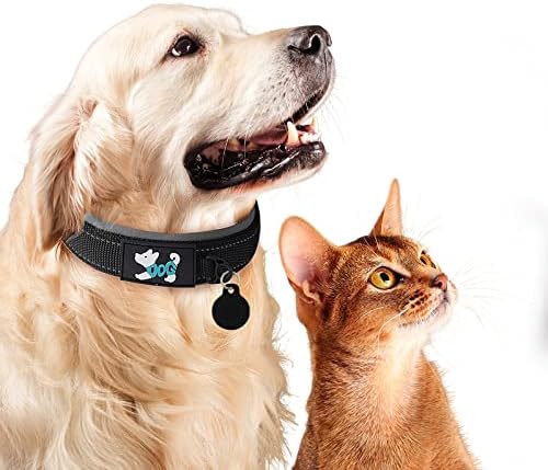 Acegeniu najlon podstavljeni ogrlica za pse s airtagom, reflektirajuća široka mekana podesiva kućna ogrlica s izdržljivim kopčama od
