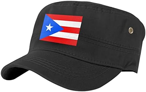 Kadet pamučni gornji kadetska vojska Portoriko kapica zastava, crni unisex podesivi kamiondžija vojnog stila Portoriko šešir zastave