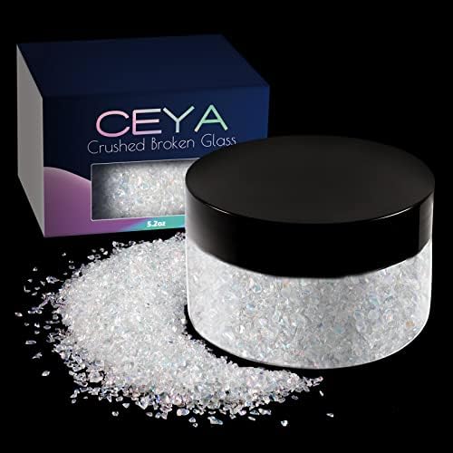 Ceya 5,3oz/ 150 g drobljena nepravilna staklo šarene bijele kristalne čips slomljeno stakleno sjaj 2-4 mm zanatski sjaj za umjetnost