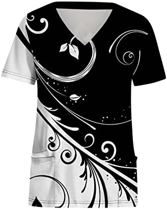Pilingi za žene Plus size bluza kratkih rukava s izrezom u obliku slova u, tiskane uniforme za njegu, ljetne majice, vrhovi pilinga