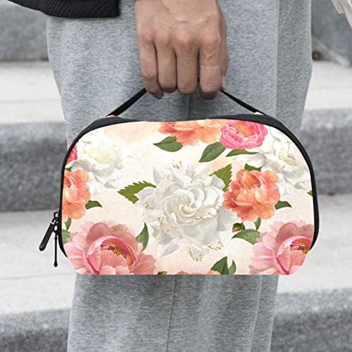 Kozmetička torbica za žene, preslatke prostrane vodootporne kozmetičke torbice putne akvarelne cvjetne božure vruće ružičasto cvijeće