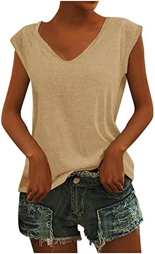 Amikadom Womens majice bez rukava bez rukava, spušteni vrat kvadratni vrat spandex običan ljetni jesen majica 2023 Odjeća NC