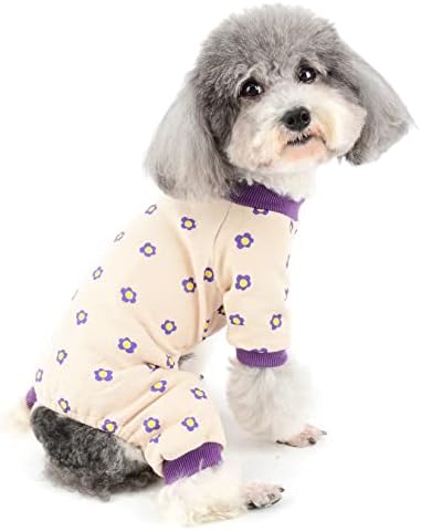 Mini pidžama za male pse zimska Pidžama za štene mekani pamučni kombinezon sa slatkim cvjetnim printom odjeća za spavanje pulover odjeća
