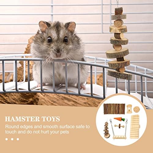 Ipetboom hrčke kaveze Toys Toys Toys Chew Igračke postavljene Wood Hamster Seesaw Toy Bunny Toy Bearch Care Branch Molarne igračke