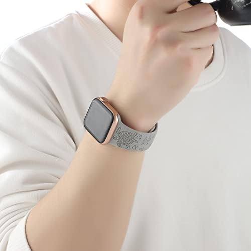 Silikonski ugravirani sportski remen kompatibilan s Apple Watch Bandom 38 mm 40 mm 41 mm, ženski slatki laserski tiskani uzorak zamjena