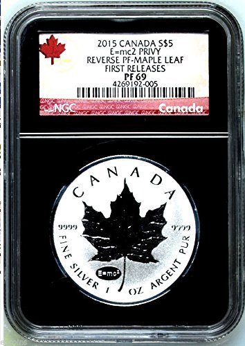 2015 Kanada .9999 Silver Coin Maple Leaf Obrnuti dokaz E = MC2 Prvo izdaje $ 5 PF69 NGC