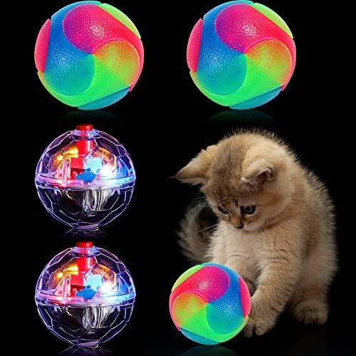 4 komada lov na duh lov na mačju kuglica, LED osvjetljavanje pseće kuglice Osvjetljavanje mačje lopte bljeskajući elastični kuglični