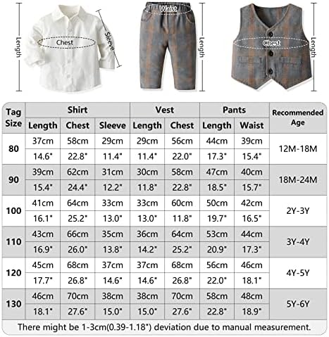 Seaur Baby Boy Formalna odjeća gospodin Tuxedo odijela Plaid formalna odjeća košulja s dugim rukavima Set za odjeću 3pcs Set set