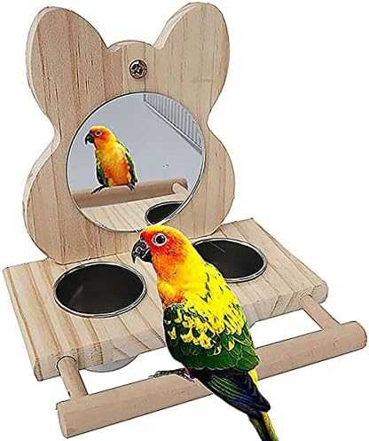CHdhaltd ptičje papir za ogledalo igračke, šalice za hranjenje od nehrđajućeg čelika drveni okviri s ptičjim kavezima s kavezom za