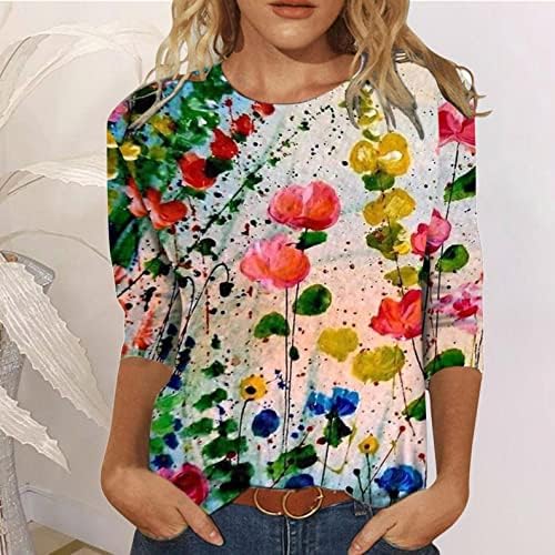 AODONG Ženske košulje 3/4 rukava, ljetni casual leptir tiskani vrhovi okrugli vrat labavi pulover udoban meke bluze