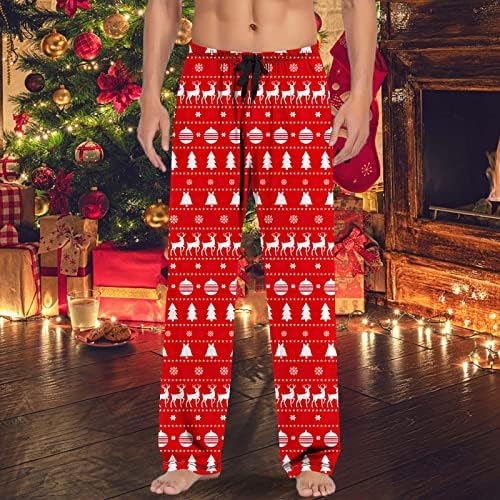 Plada pidžama hlače muškarci elastični struk snjegović grafički pjs za spavanje božićne trake palazzo lounge široke noge hlače