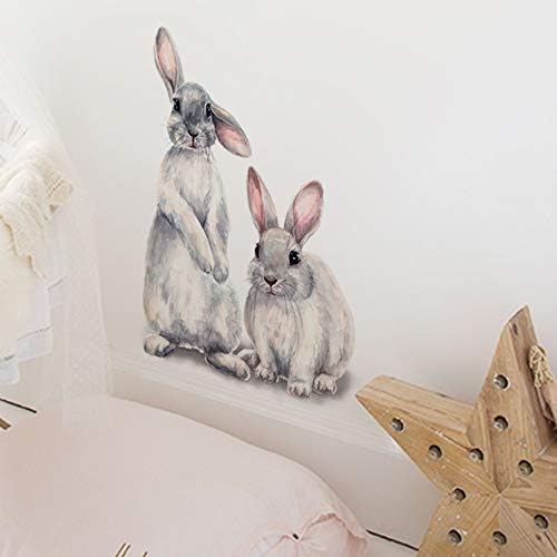 Amoda crtić ljupki slatke Dvije zečeve zečeve životinje 3d vinilne zidne naljepnice vodootporne freske za dječju sobu spavaća soba