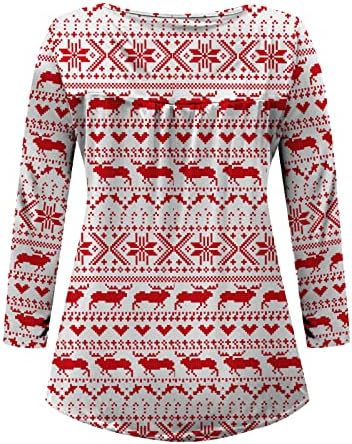 Božićne tunike s dugim rukavima za žene, košulja za mačke za mačke ležerne bluze za okrugli vrat labav fit pulover vrh