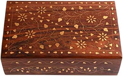 StoreIndya Pokloni za žene ručno izrađene drvene kutije za nakit škrinja Dvije ladice mesingane ručice kutije za nakit Triket Spremanje