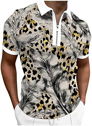 XXBR ZIPPER POLO Golf košulje za muške ljetne kratke rukave Leopard Print Graphic Sports Casual Tenis Top majica za rad