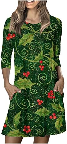 Ruziyoog žene casual majica haljina za majicu božićna modna grafička haljina s dugim rukavima modna grafička tiskana tunična haljina