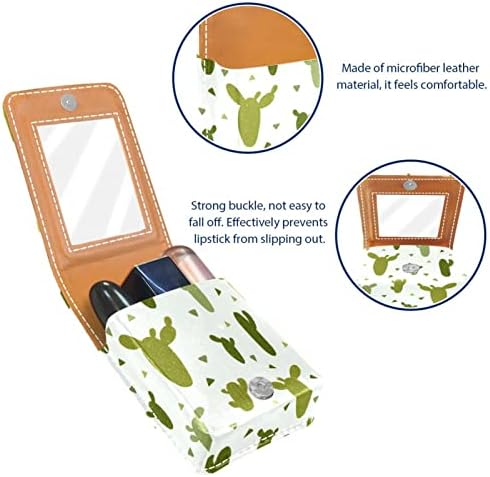 Futrola za ruž za usne s ogledalom slatka prijenosna Kozmetička torbica Kozmetička torbica moderna crtana zelena biljka kaktus