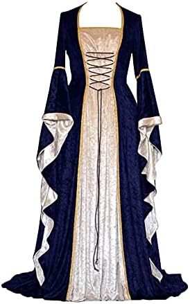 Renesansna Haljina ženska labava s rukavima trube retro haljina za igranje dugih rukava elegantna večernja klupska haljina Maksi haljina