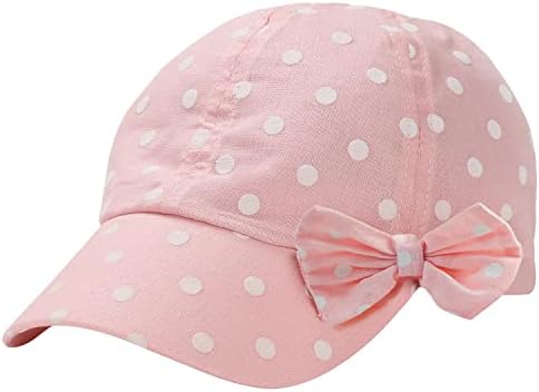 Šešir za sunčanje za malu djecu, ljetni šešir za djevojčice, UV kapa, šešir za plažu s točkicama i mašnom, bejzbolske kape 50+