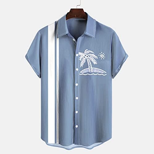BMISEGM Ljetne majice za muškarce muške 3d digitalni ispis džepni kopča košulja kratki rukavi obične majice za muškarce