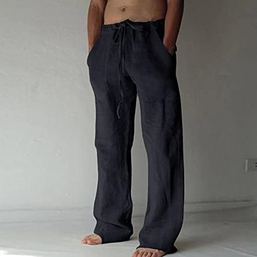 Diyago Ljetne hlače muškarci lagane opuštene fit casual plaže modno stilska ravna treneska pidžama pamučne lanene hlače