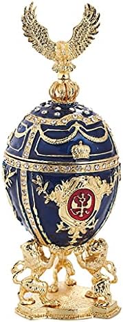 SMLJLQ KUTIJA Nakita Retro nakit jaje Uskršnji jaja kutije za nakit s plavim uljnim emajla