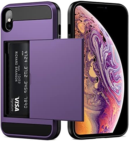 Vofolen za iPhone XS Max Case Wallet držač kreditne kartice ID utor za klizna vrata Skriveni džep Muškarci Žene Anti-Sccratch Dvo sloj