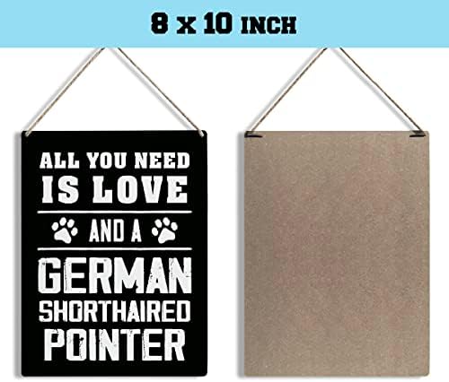 Sve što trebate je ljubav i njemački šortarski pokazivač Wood Sign 8 x 10 njemački sranthaid pokazivač mama pokloni drvene viseće ploče