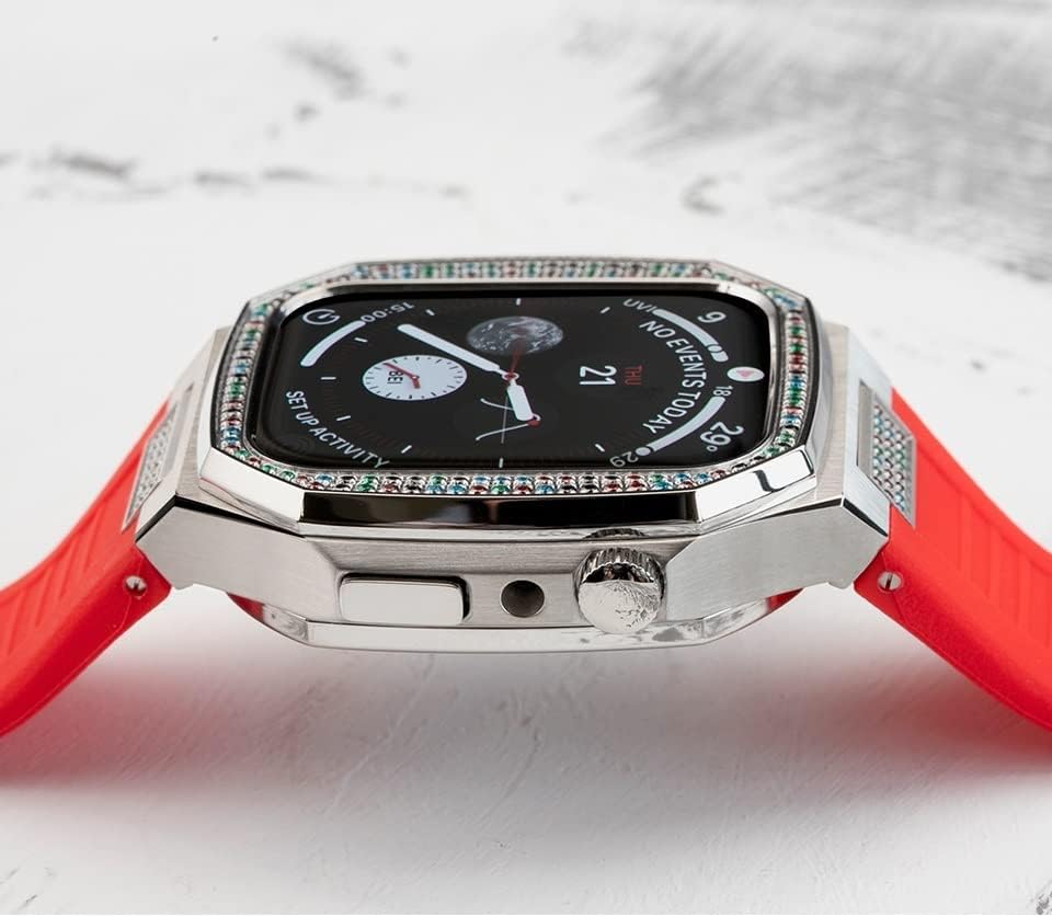 Saawee 45 mm Women Wristband Diamonds luksuzni futrola za Apple Watch 8 7 45 mm mod kit 44 mm čelična metalna narukvica za Iwatch seriju