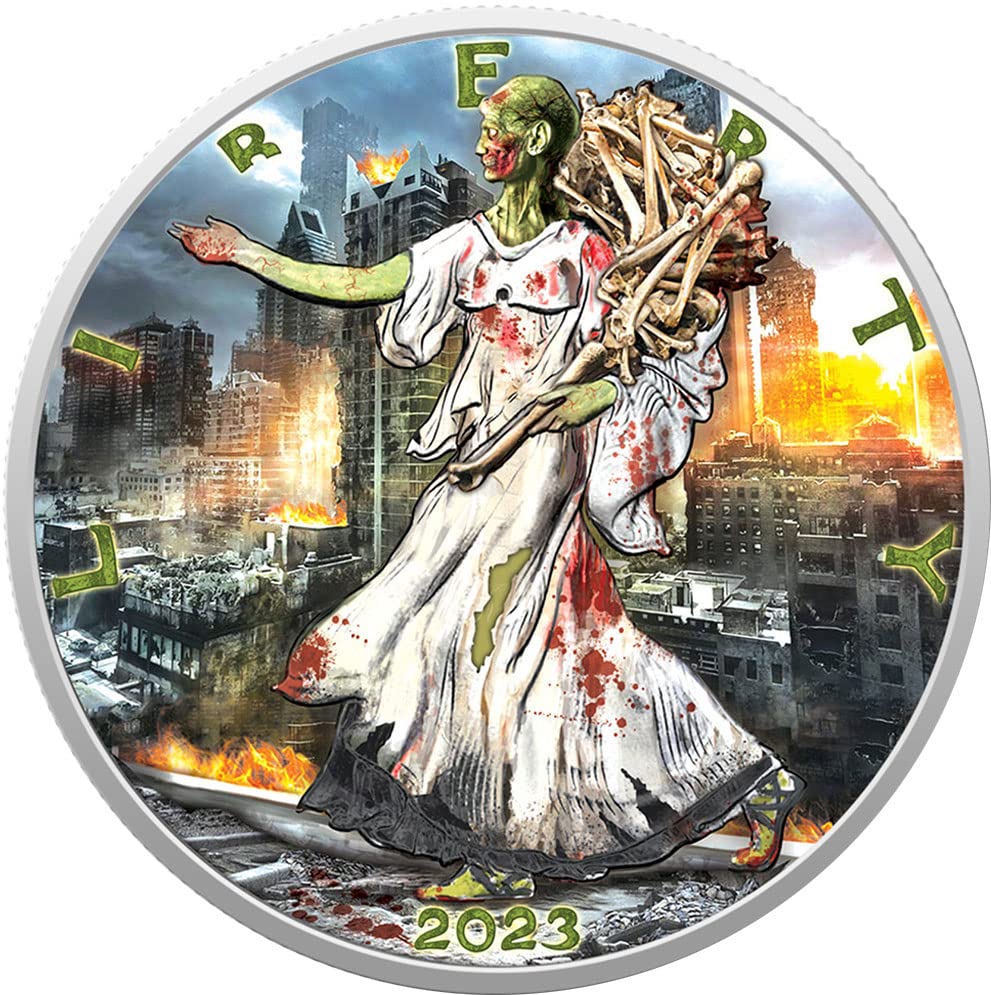 2023. de moderna komemorativna powercoin orao zombi apokalipsa hodanje sloboda 1 oz srebra 1 $ USA 2023 bu sjajno necirkulirano