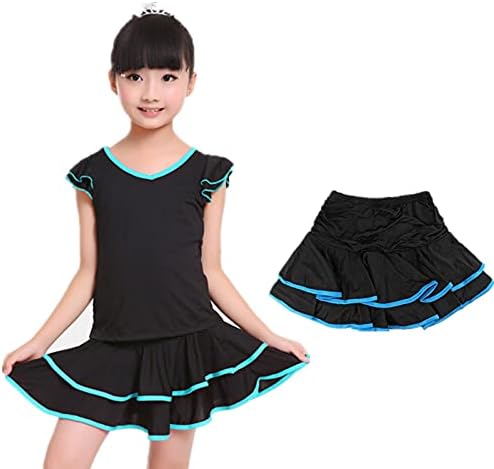 Tanqiang djevojčice Latino plesna suknja Ballroom Samba chacha plesna haljina iznutra s kratkim hlačama Kids Mini suknja m