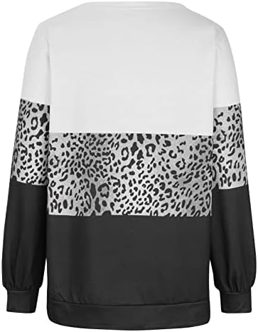 Jesenske kapuljače za ženske posade leopard colorblock dukserice pulover lagani dugi rukav ugradnja casual vrhova