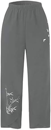 Usuming Womens Capri hlače pamučne lanene hlače visoki struk hlače dnevno trenirke plaže hlače s džepom