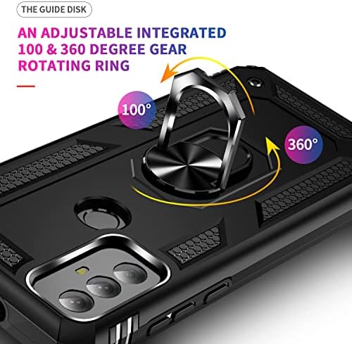 Utjecaj pada vojne klase za Motorola Moto G Play 2023 CASE 360 Metalni rotirajući prsten Kickstand Holder oklop teški šok slučaj za