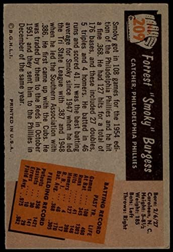 1955. Bowman Baseball 209 Smoky Burgess Izvrsno od Mickeys kartice